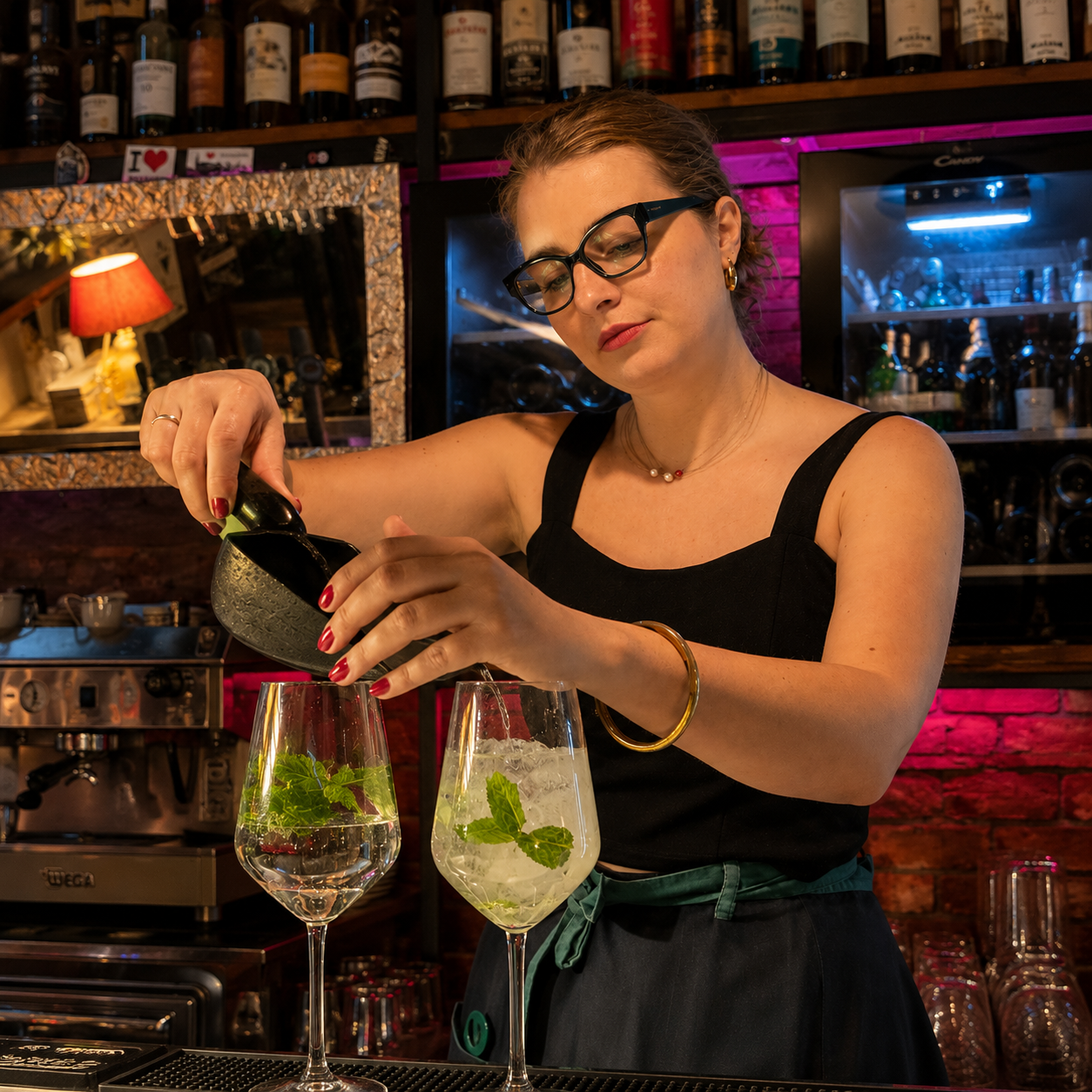La nostra bar manager al bancone
